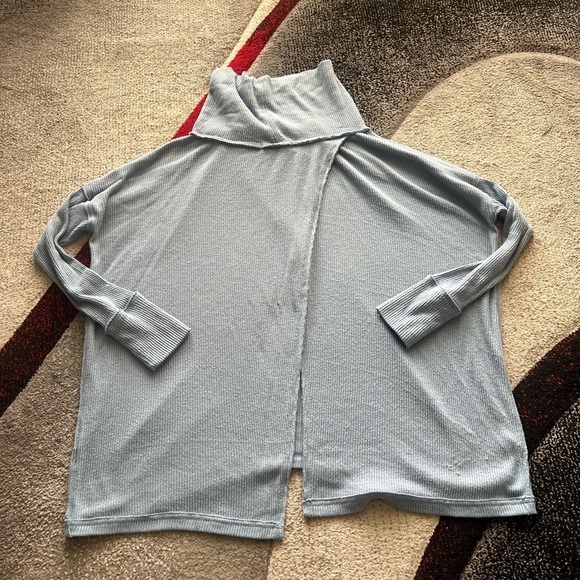 We The Free Baby Blue Ribbed Turtleneck Long Sleeve Top - Picture 3 of 3